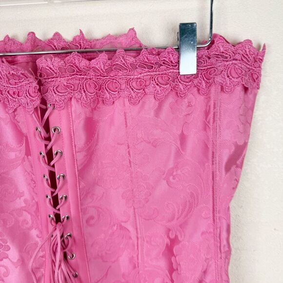 Fredericks Of Hollywood Vintage Y2K Pink Lace Up Corset - Picture 5 of 6